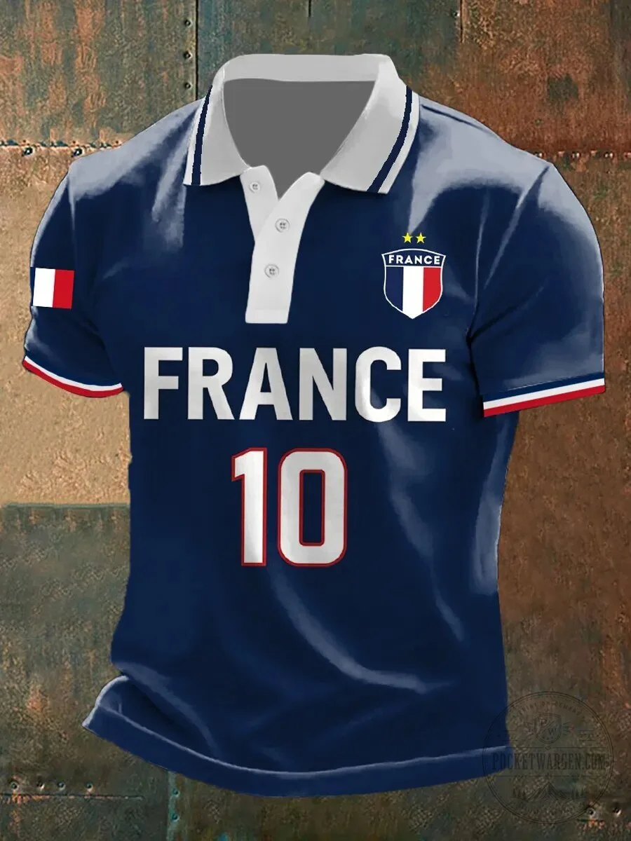 France Football Team Number 10 Men's Polo Shirt 5 France Football Team Number 10 Men