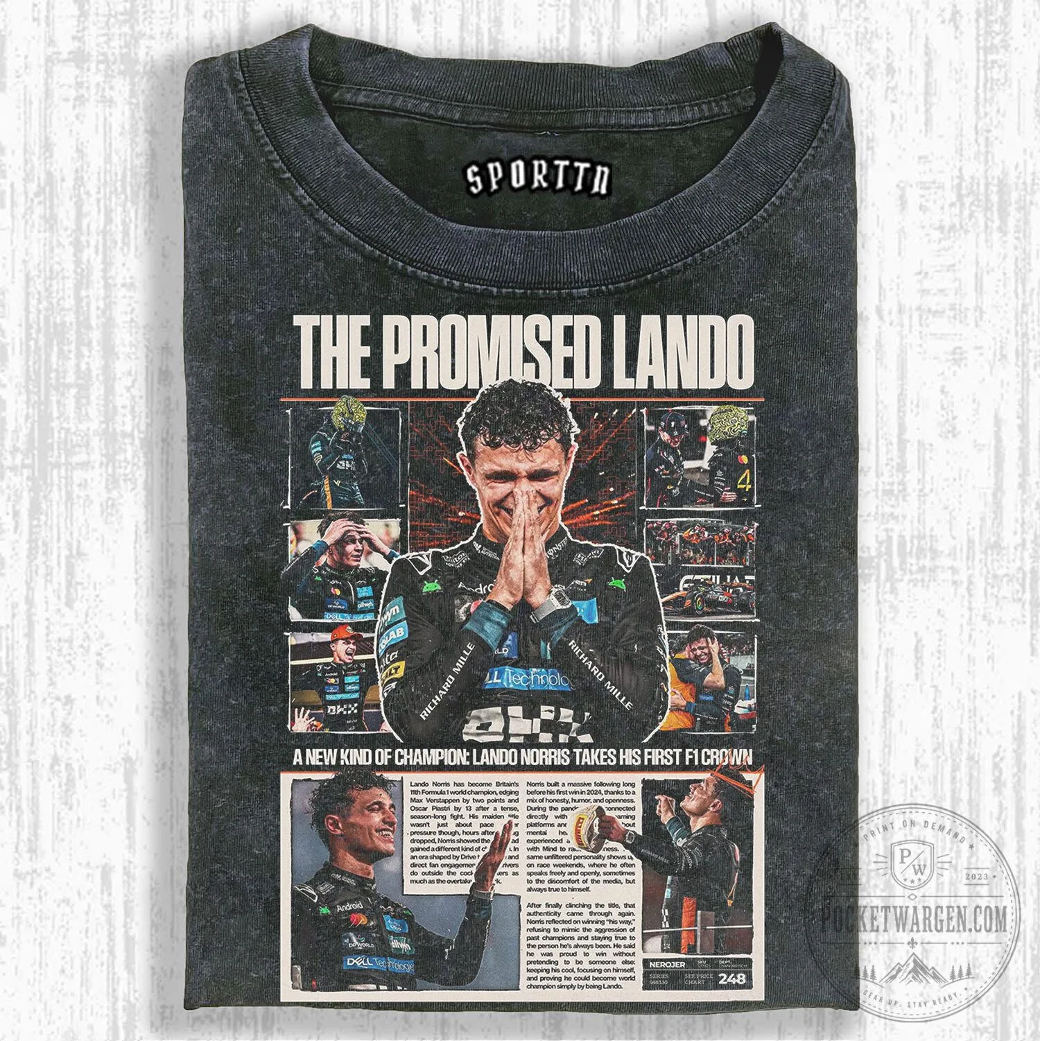 Lando Norris Formula One Racing Champion Black Washed T-Shirt 2 Lando Norris Formula One Racing Champion Black Washed T-Shirt