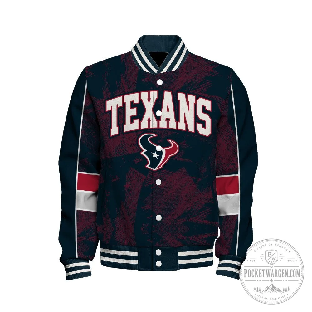 Houston Texans Football Team Varsity Jacket with Team Logo 2 Houston Texans Football Team Varsity Jacket with Team Logo