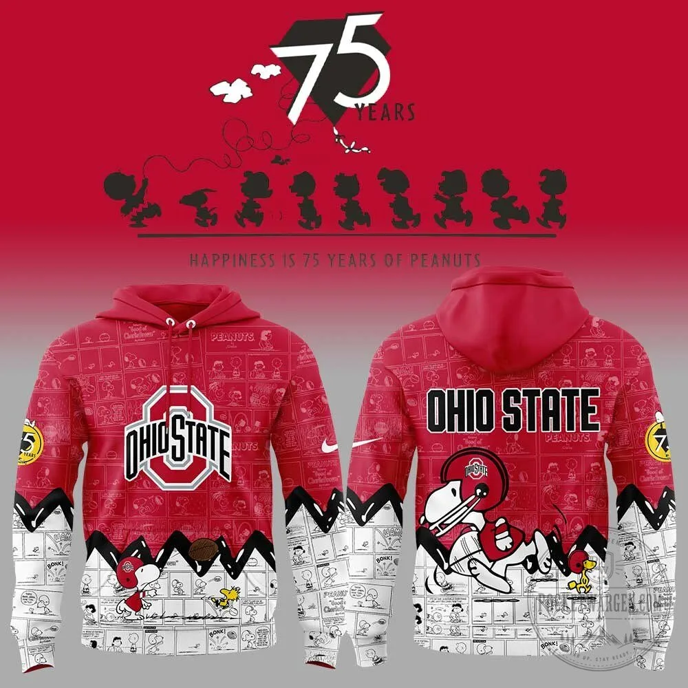 Snoopy Hoodie for Ohio State Football's 75th Anniversary with Peanuts Design 9 Snoopy Hoodie for Ohio State Football