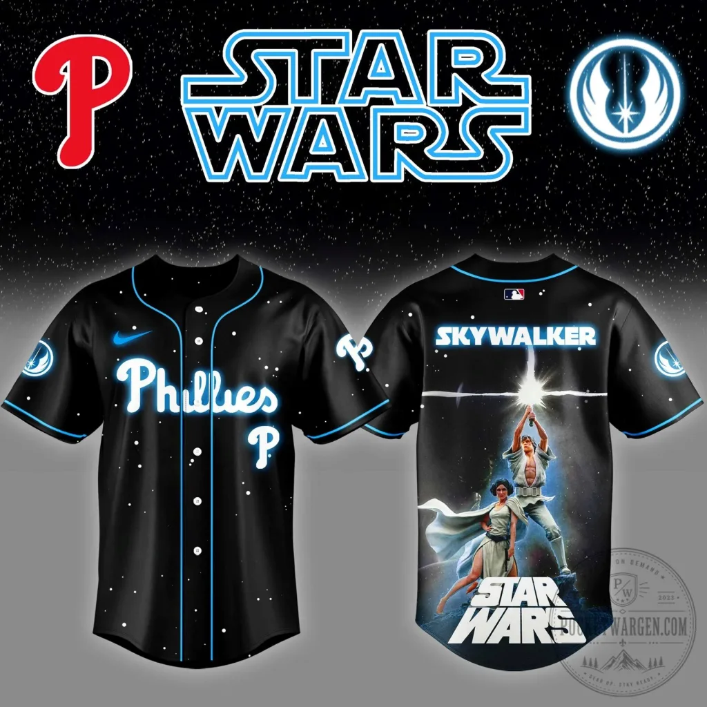 Skywalker Philadelphia Phillies Star Wars Black Baseball Jersey Skywalker Philadelphia Phillies Star Wars Black Baseball Jersey