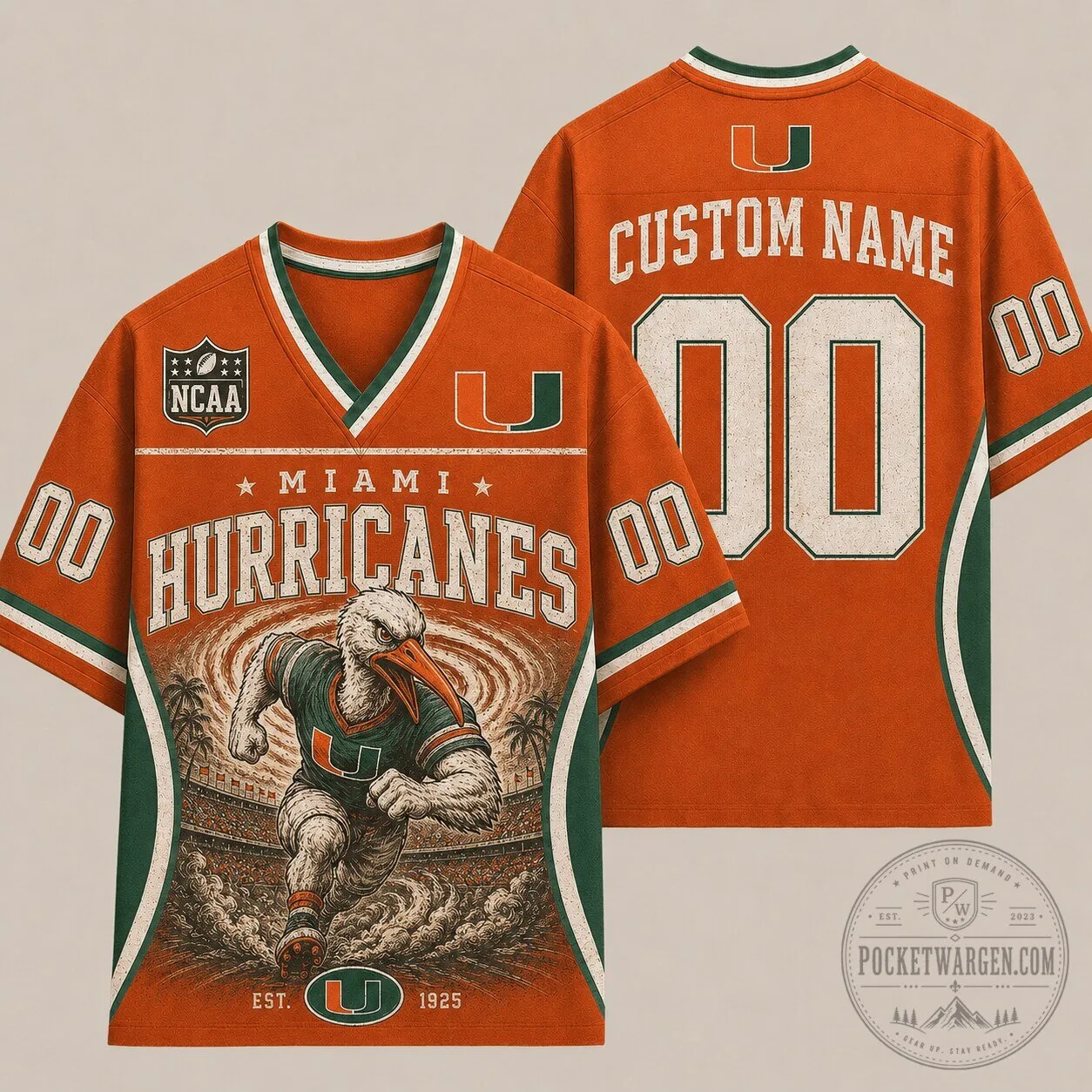 Miami Hurricanes Football NCAA Vintage Style Jersey