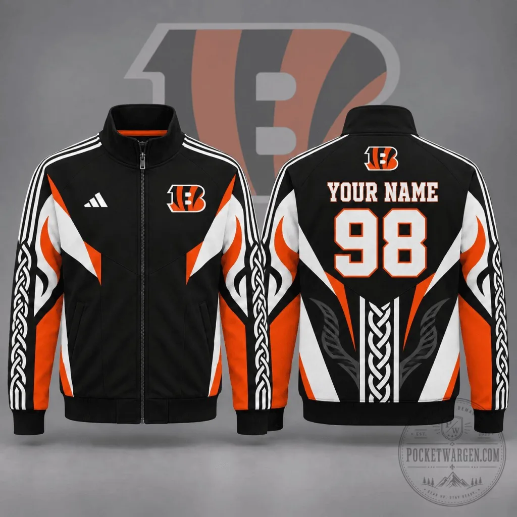 Cincinnati Bengals Personalized Name and Number Black and Orange Jacket Cincinnati Bengals Personalized Name and Number Black and Orange Jacket