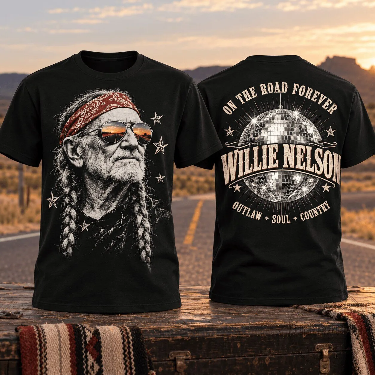 Willie Nelson Bandana Portrait Disco Ball Country Music Fan T-Shirt