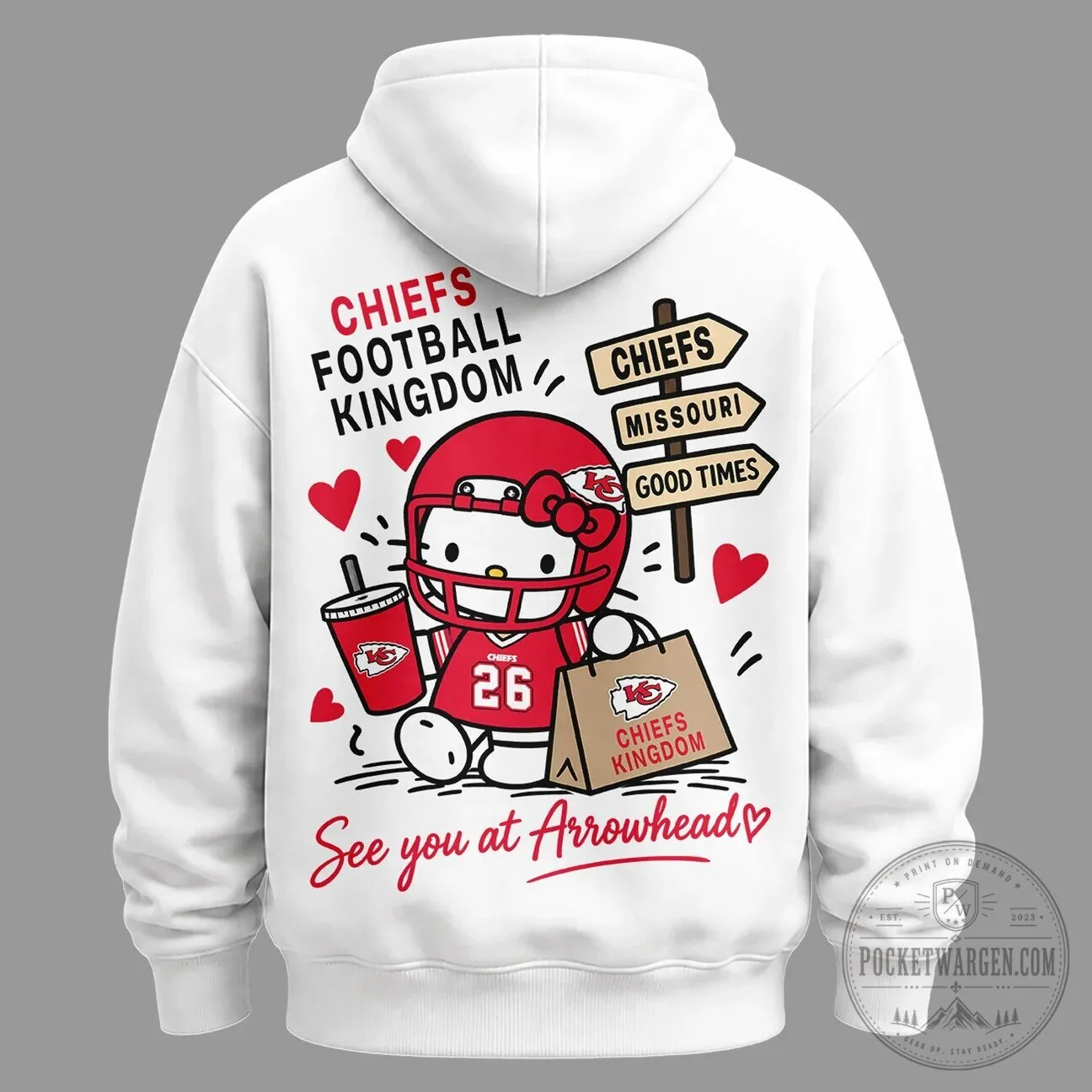 Kansas City Chiefs Hello Kitty Night Football Kingdom White Hoodie 9 Kansas City Chiefs Hello Kitty Night Football Kingdom White Hoodie