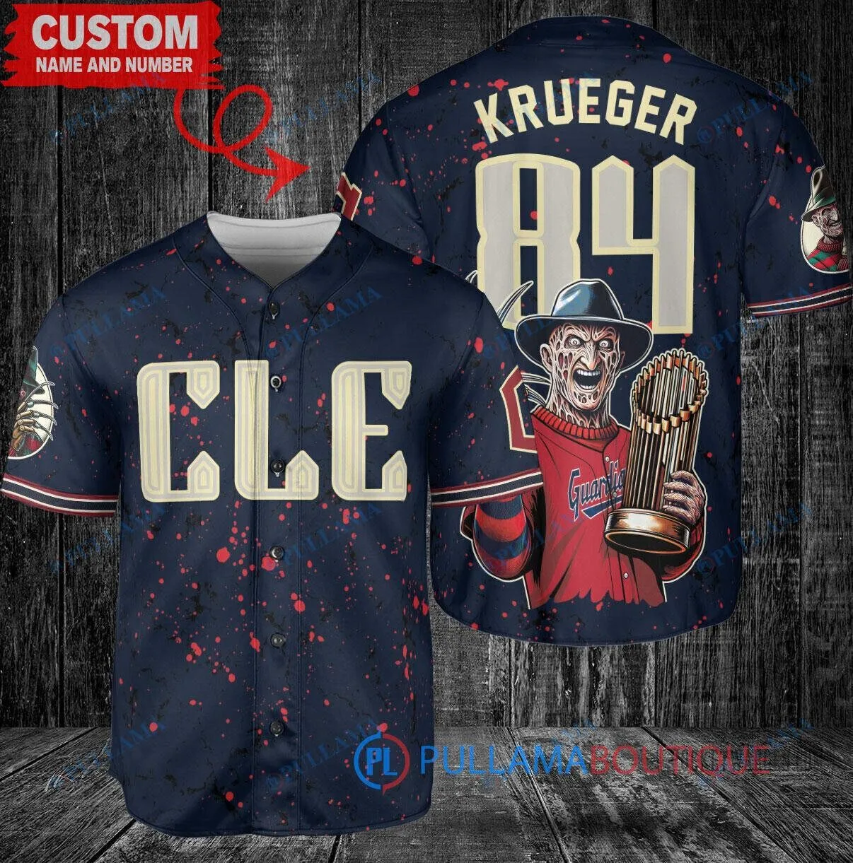 Freddy Krueger Cleveland Guardians Halloween Baseball Jersey 2 Freddy Krueger Cleveland Guardians Halloween Baseball Jersey