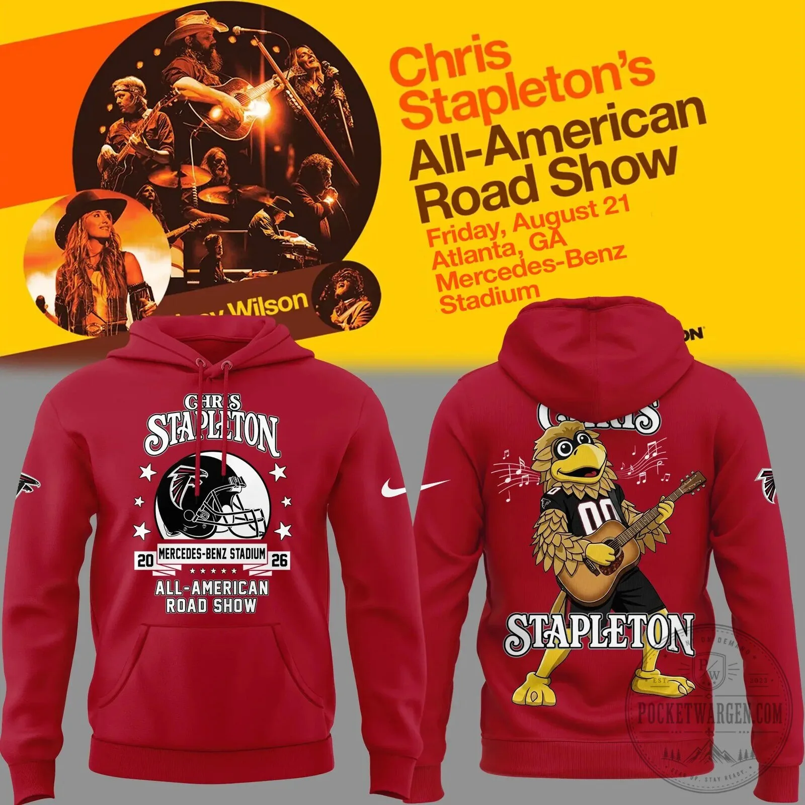 2026 Atlanta Falcons Concert Hoodie for Chris Stapleton's All American Road Show