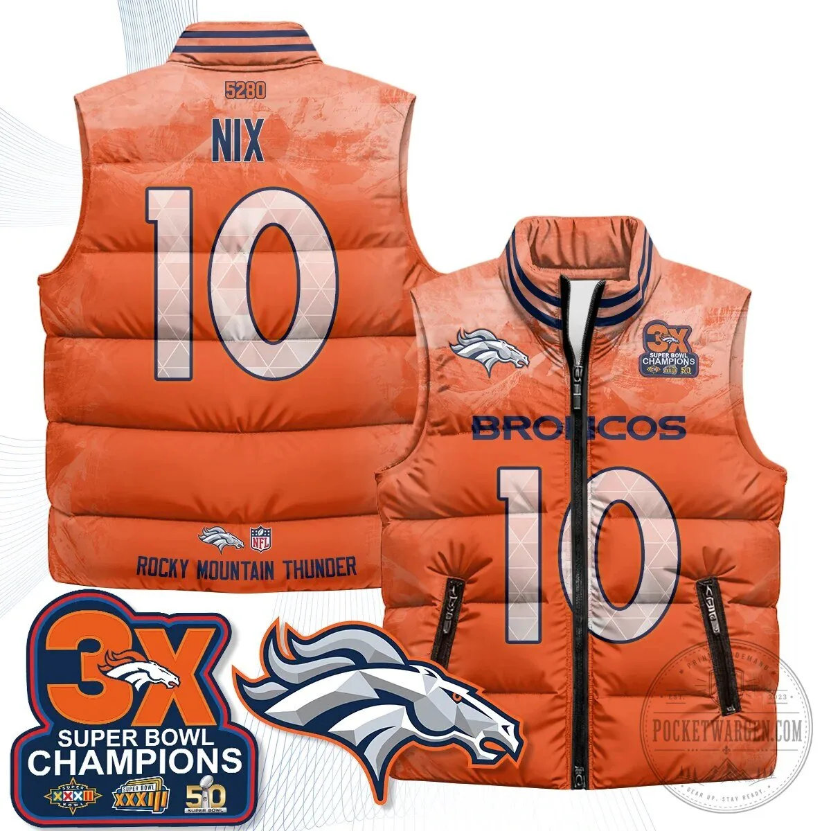 Denver Broncos Super Bowl Champions Puffer Vest