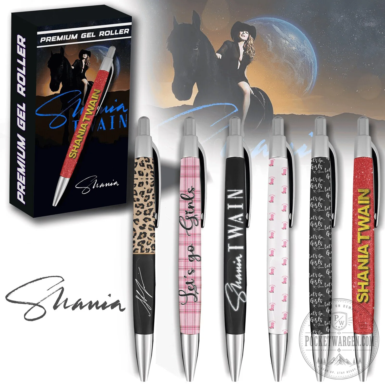 Shania Twain Let's Go Girls Signature Autograph Gel Pen Set