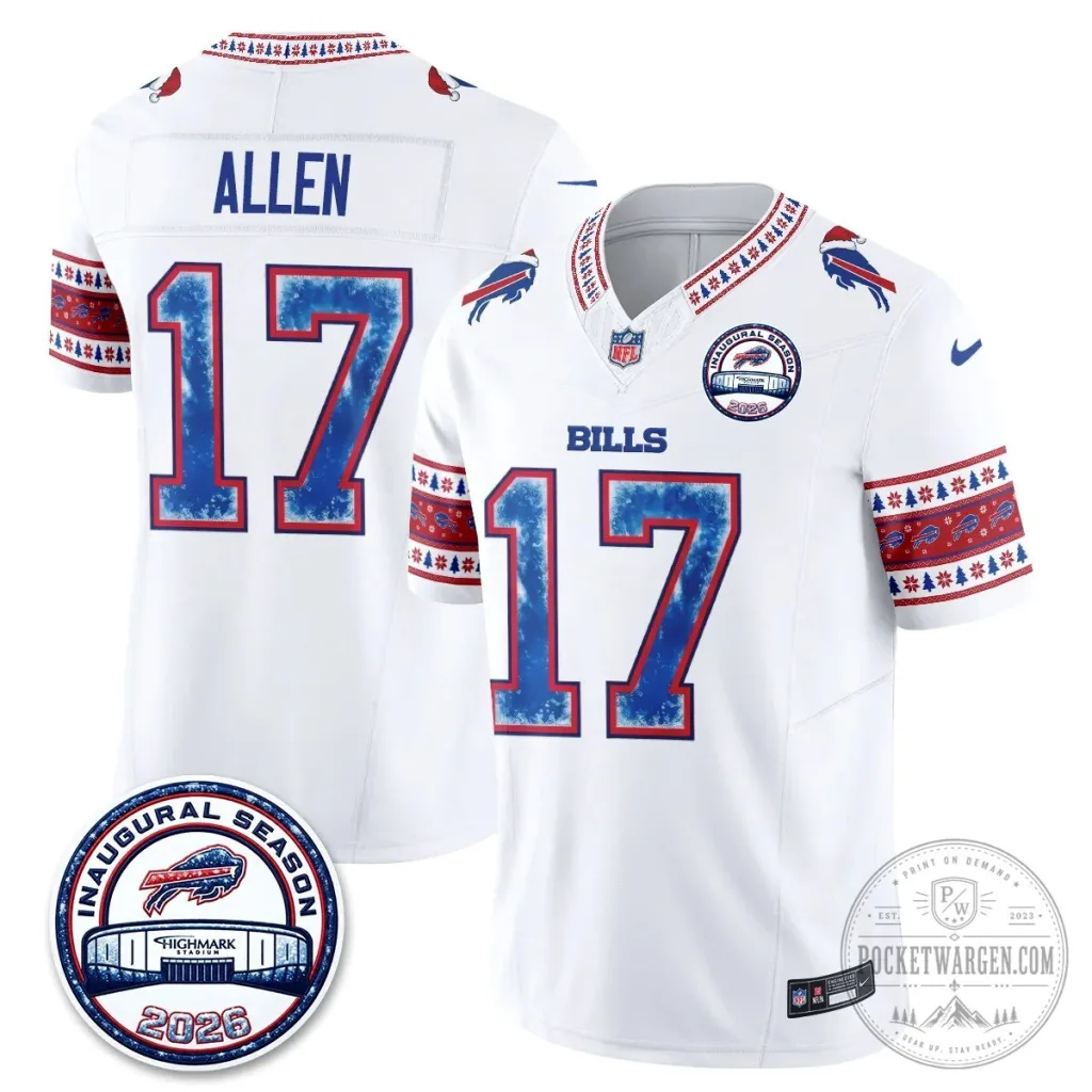 Buffalo Bills Josh Allen Inaugural Season Christmas Edition Football Jersey Buffalo Bills Josh Allen Inaugural Season Christmas Edition Football Jersey