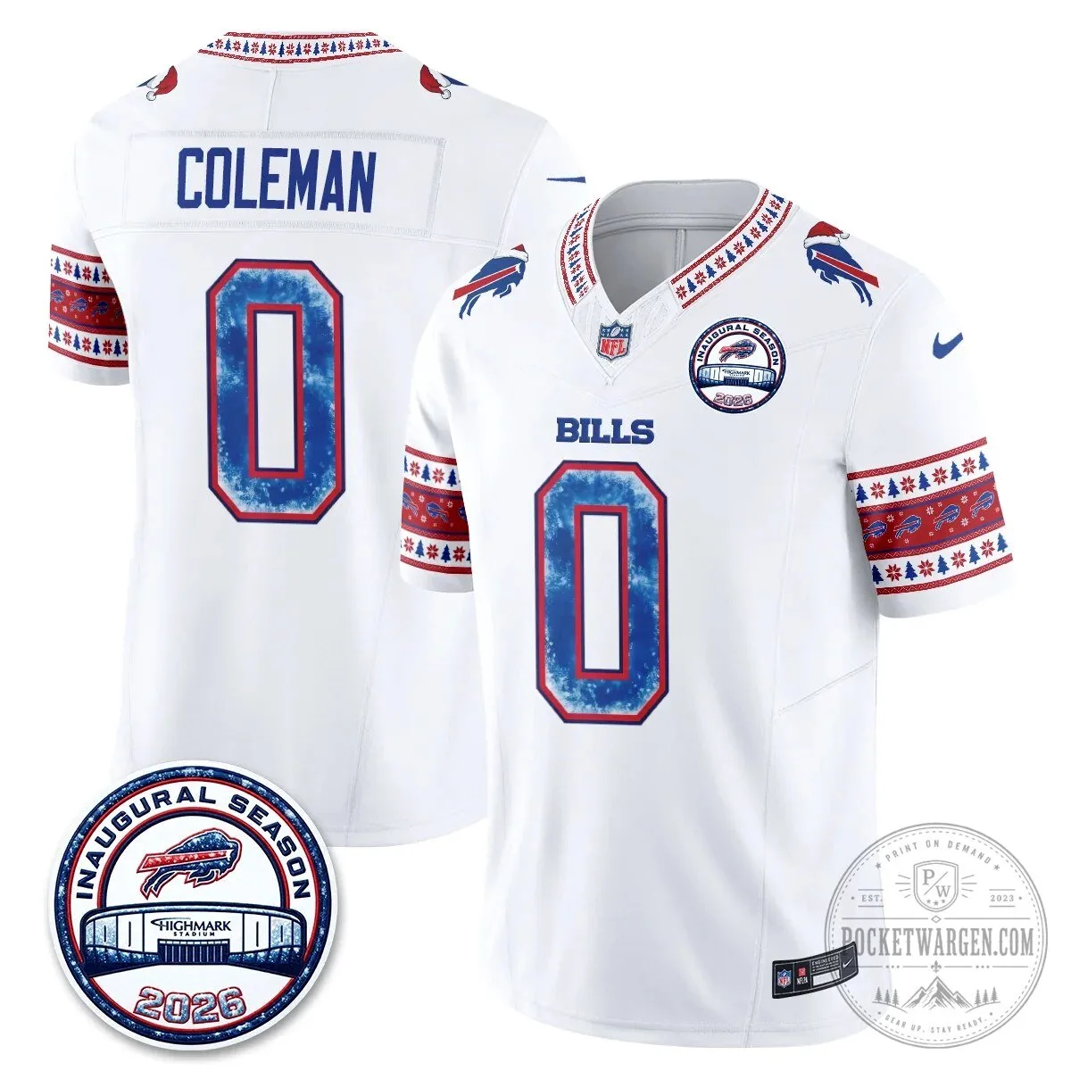 Buffalo Bills Josh Allen Inaugural Season Christmas Edition Football Jersey 46 Buffalo Bills Josh Allen Inaugural Season Christmas Edition Football Jersey