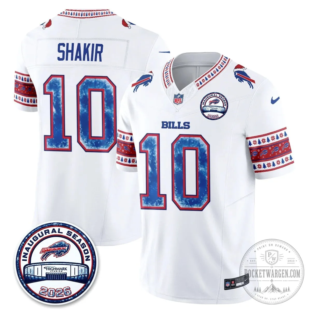 Buffalo Bills Josh Allen Inaugural Season Christmas Edition Football Jersey 49 Buffalo Bills Josh Allen Inaugural Season Christmas Edition Football Jersey