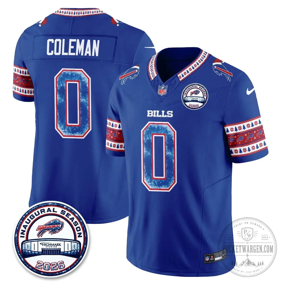 Buffalo Bills Josh Allen Inaugural Season Christmas Edition Football Jersey 56 Buffalo Bills Josh Allen Inaugural Season Christmas Edition Football Jersey