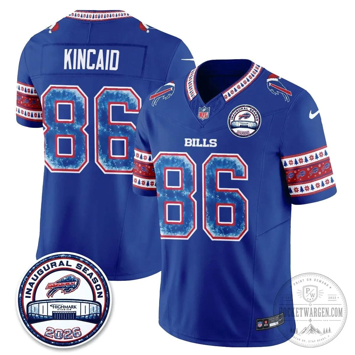 Buffalo Bills Josh Allen Inaugural Season Christmas Edition Football Jersey 57 Buffalo Bills Josh Allen Inaugural Season Christmas Edition Football Jersey