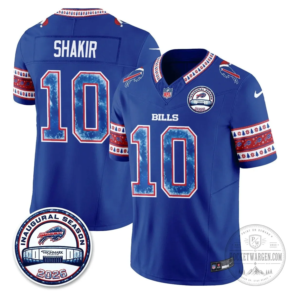 Buffalo Bills Josh Allen Inaugural Season Christmas Edition Football Jersey 59 Buffalo Bills Josh Allen Inaugural Season Christmas Edition Football Jersey