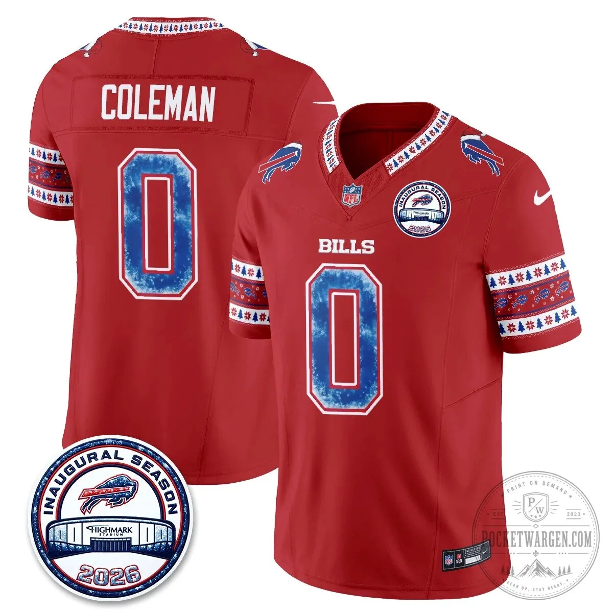 Buffalo Bills Josh Allen Inaugural Season Christmas Edition Football Jersey 66 Buffalo Bills Josh Allen Inaugural Season Christmas Edition Football Jersey