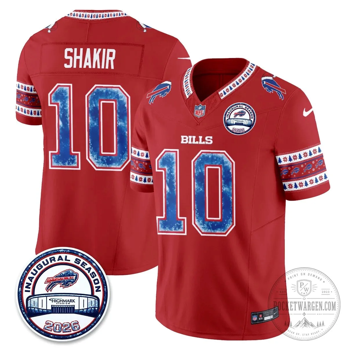 Buffalo Bills Josh Allen Inaugural Season Christmas Edition Football Jersey 69 Buffalo Bills Josh Allen Inaugural Season Christmas Edition Football Jersey