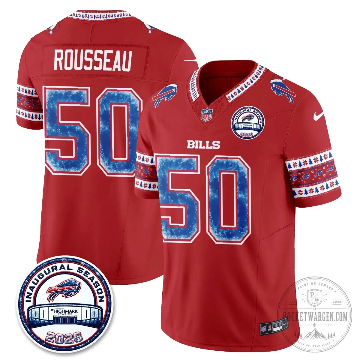 Buffalo Bills Josh Allen Inaugural Season Christmas Edition Football Jersey 71 Buffalo Bills Josh Allen Inaugural Season Christmas Edition Football Jersey