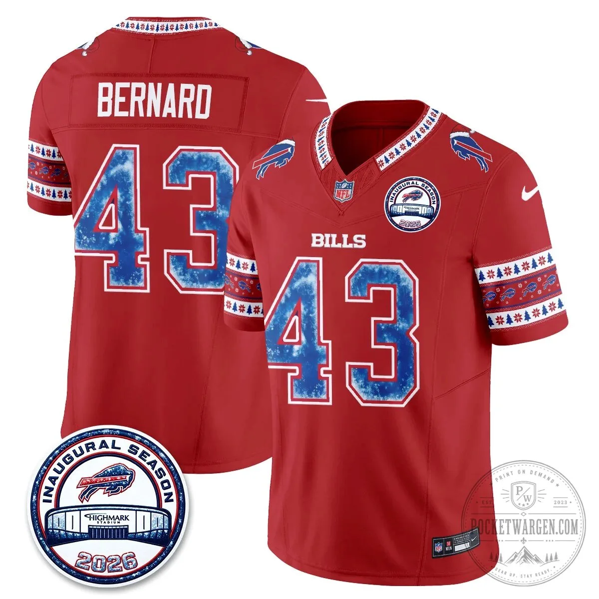 Buffalo Bills Josh Allen Inaugural Season Christmas Edition Football Jersey 72 Buffalo Bills Josh Allen Inaugural Season Christmas Edition Football Jersey