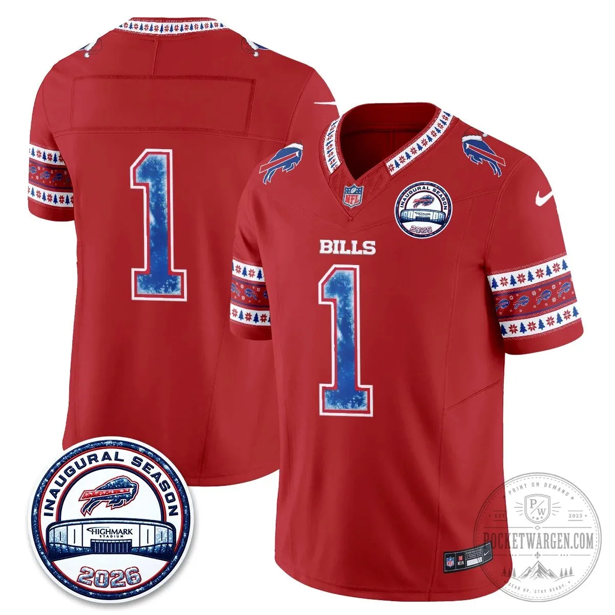 Buffalo Bills Josh Allen Inaugural Season Christmas Edition Football Jersey 73 Buffalo Bills Josh Allen Inaugural Season Christmas Edition Football Jersey