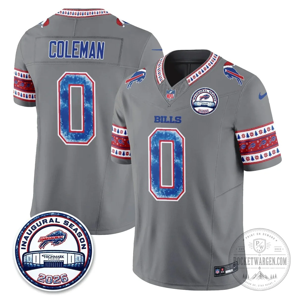 Buffalo Bills Josh Allen Inaugural Season Christmas Edition Football Jersey 76 Buffalo Bills Josh Allen Inaugural Season Christmas Edition Football Jersey