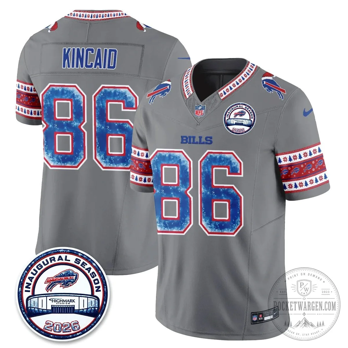 Buffalo Bills Josh Allen Inaugural Season Christmas Edition Football Jersey 77 Buffalo Bills Josh Allen Inaugural Season Christmas Edition Football Jersey