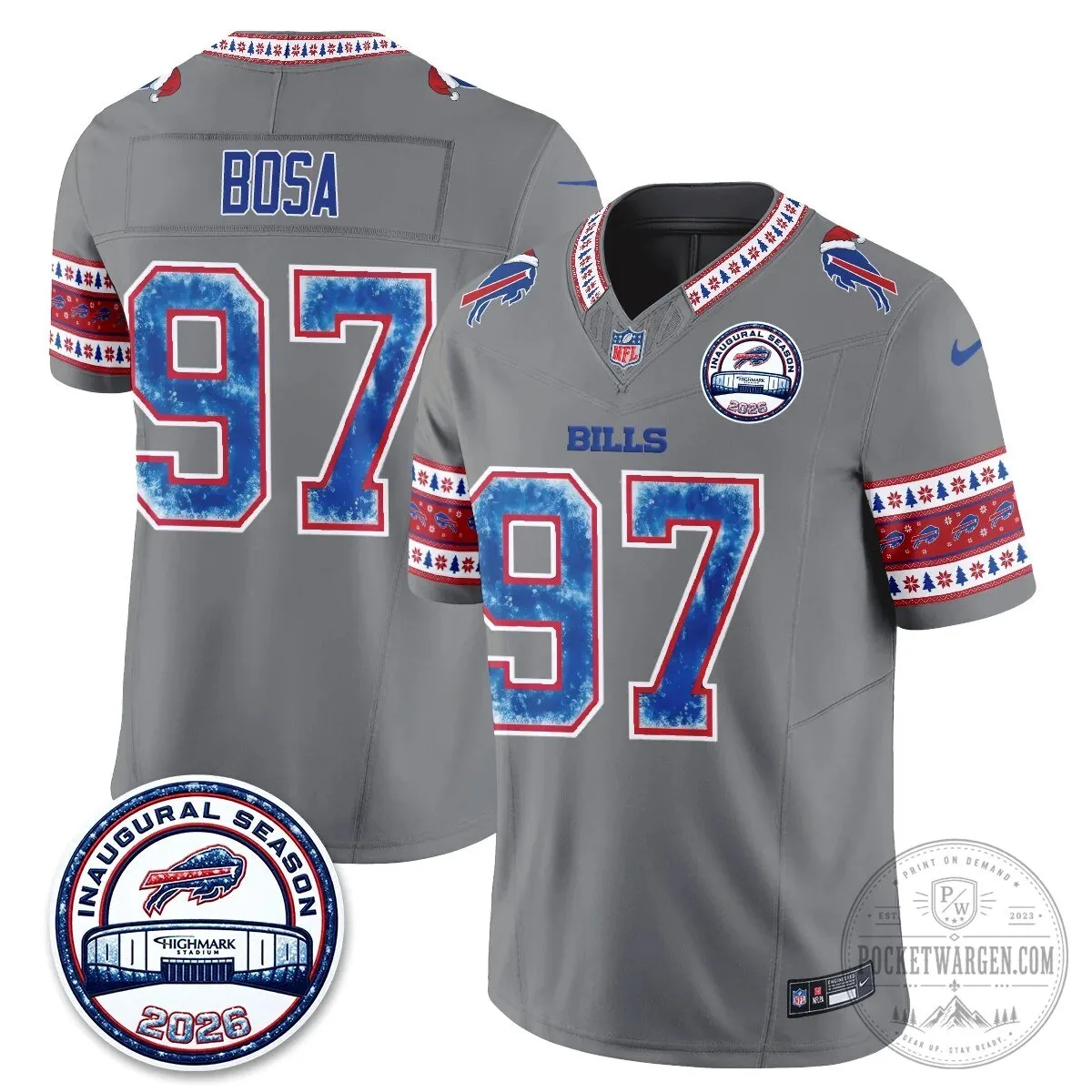 Buffalo Bills Josh Allen Inaugural Season Christmas Edition Football Jersey 78 Buffalo Bills Josh Allen Inaugural Season Christmas Edition Football Jersey