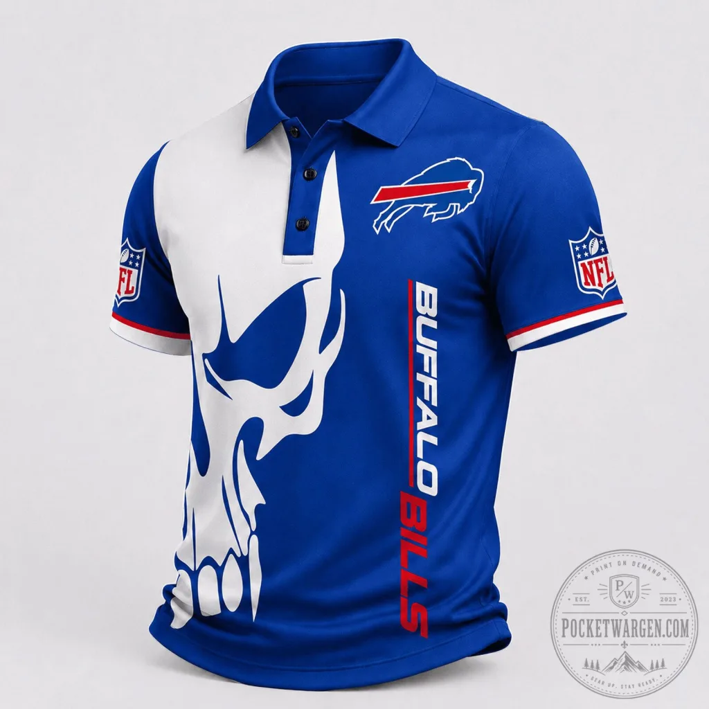 Buffalo Bills Skull Game Day National Football League Polo Shirt Buffalo Bills Skull Game Day National Football League Polo Shirt