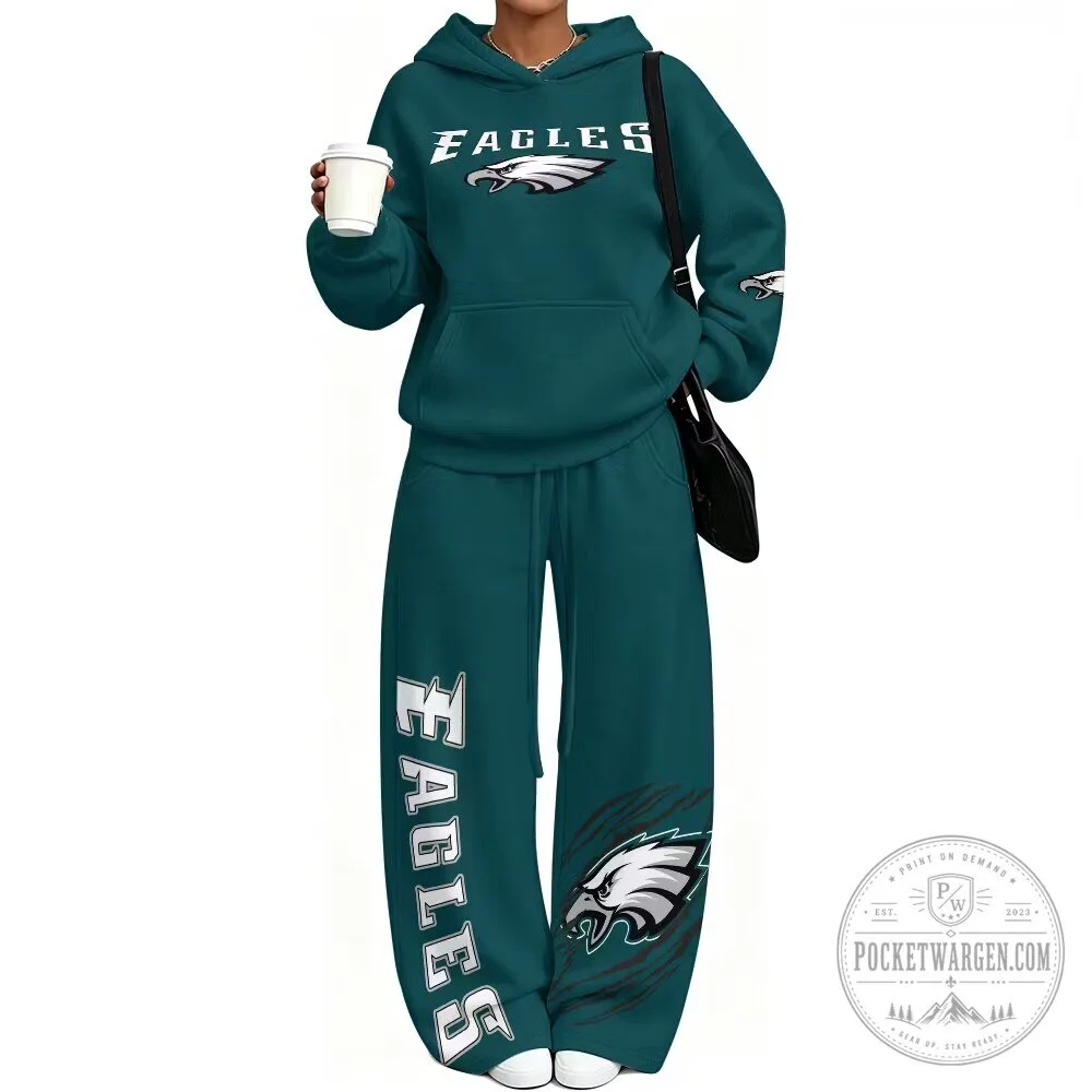 Hoodie and Pants Set Featuring the Philadelphia Eagles NFL Team Logo