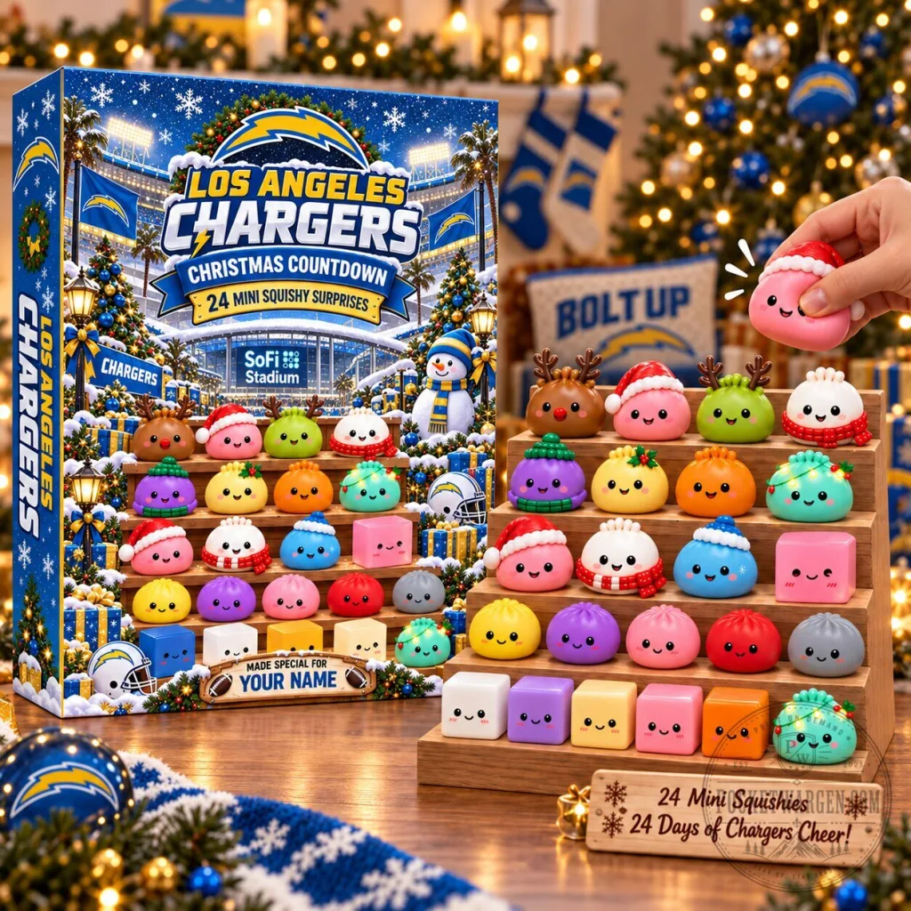 Los Angeles Chargers NFL Christmas Countdown Advent Calendar with 24 Mini Squishy Surprises Los Angeles Chargers NFL Christmas Countdown Advent Calendar with 24 Mini Squishy Surprises