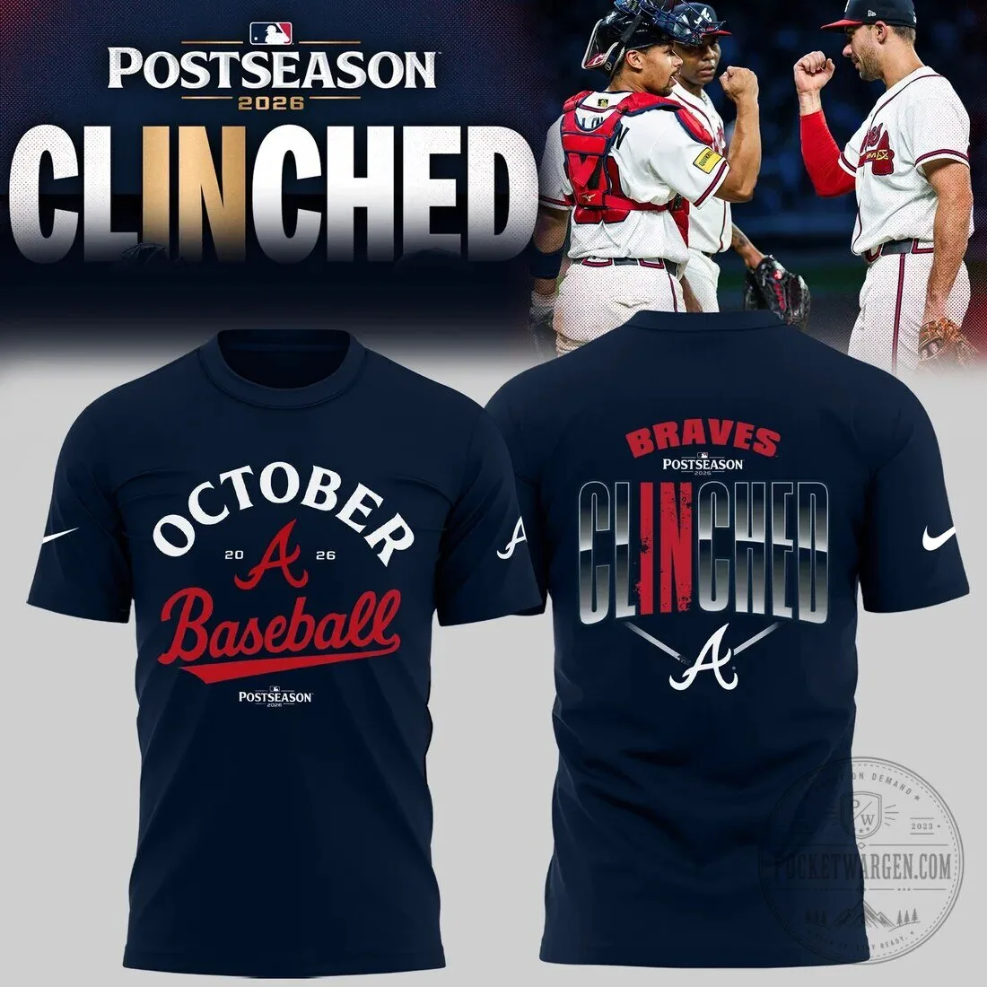 Atlanta Braves Postseason 2026 Clinched Baseball T-Shirt 6 Atlanta Braves Postseason 2026 Clinched Baseball T-Shirt