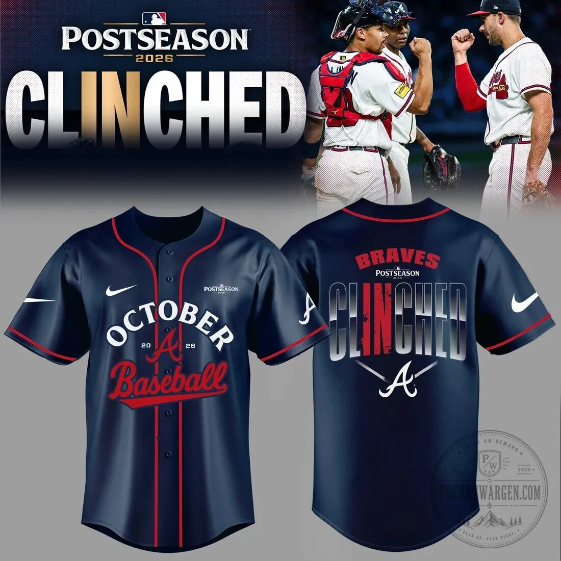 2026 October Baseball Jersey - Atlanta Braves Postseason Clinched 2 2026 October Baseball Jersey - Atlanta Braves Postseason Clinched