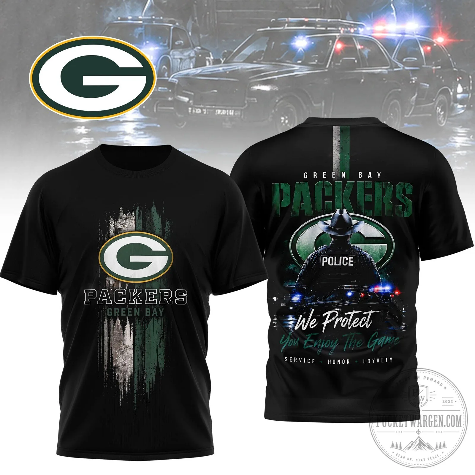 Green Bay Packers Police Tribute Team Green Shirt NFL Football Fan Apparel 5 Green Bay Packers Police Tribute Team Green Shirt NFL Football Fan Apparel