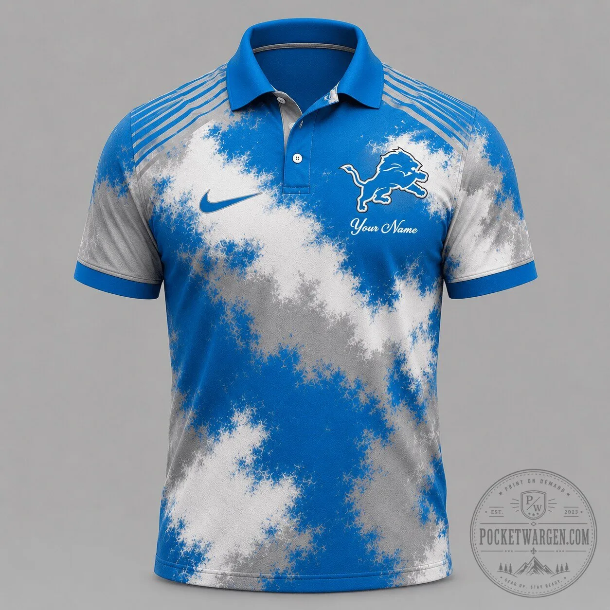 Detroit Lions National Football League Personalized Blue Gray Polo Shirt 1 Detroit Lions National Football League Personalized Blue Gray Polo Shirt