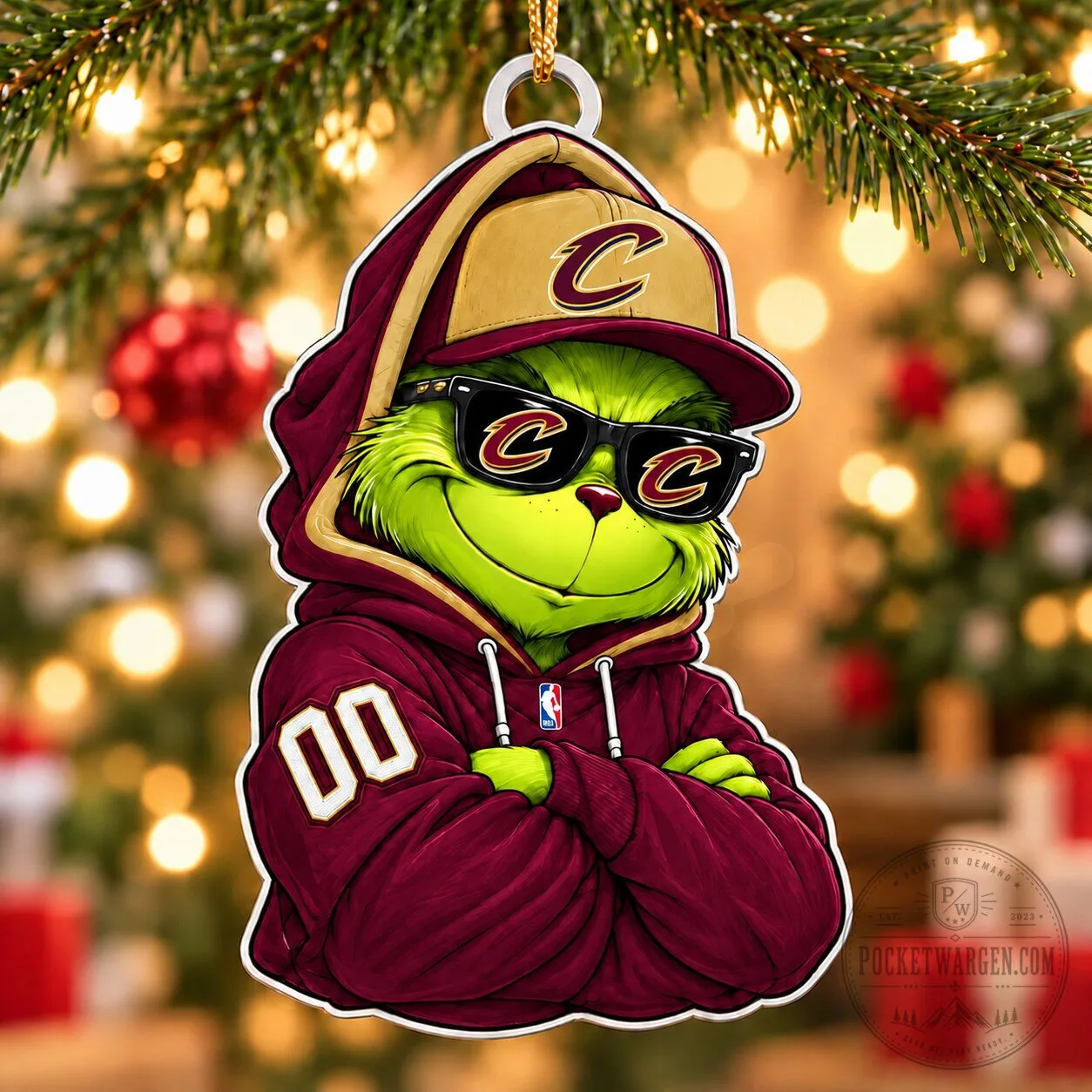 Cleveland Cavaliers Grinch Christmas Custom Number Ornament