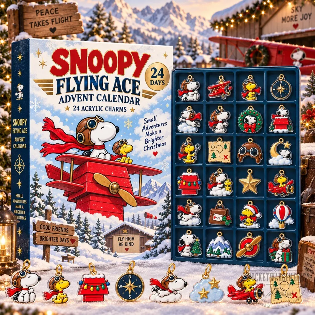 Snoopy Flying Ace Christmas Countdown Advent Calendar with 24 Acrylic Charms Snoopy Flying Ace Christmas Countdown Advent Calendar with 24 Acrylic Charms