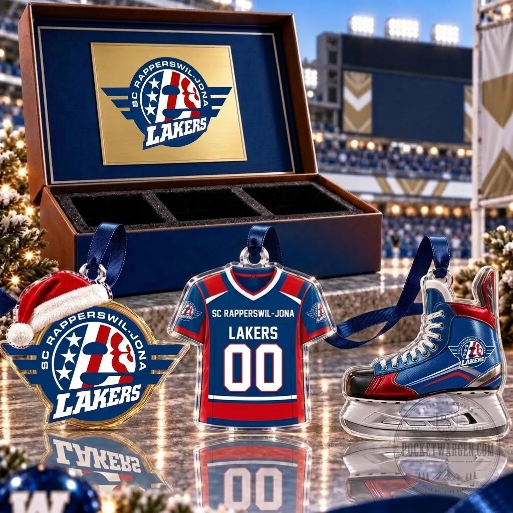 SC Rapperswil-Jona Lakers Hockey Team Acrylic Christmas Ornament Set