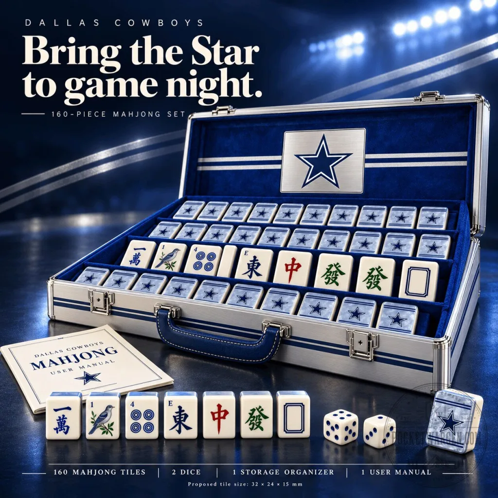Dallas Cowboys NFL Mahjong Game Set with Storage Case and Dice Dallas Cowboys NFL Mahjong Game Set with Storage Case and Dice