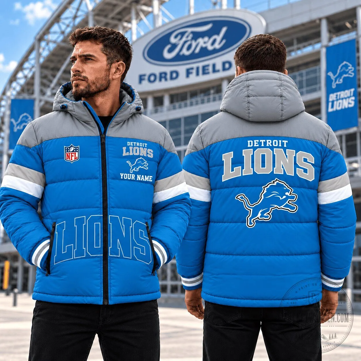 Detroit Lions Fan Custom Name Winter Puffer Jacket for Men 5 Detroit Lions Fan Custom Name Winter Puffer Jacket for Men