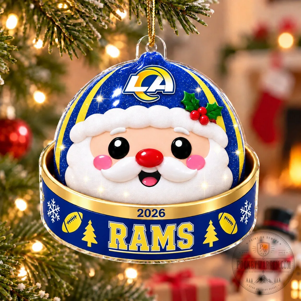 Los Angeles Rams Santa Claus Christmas Tree Ornament