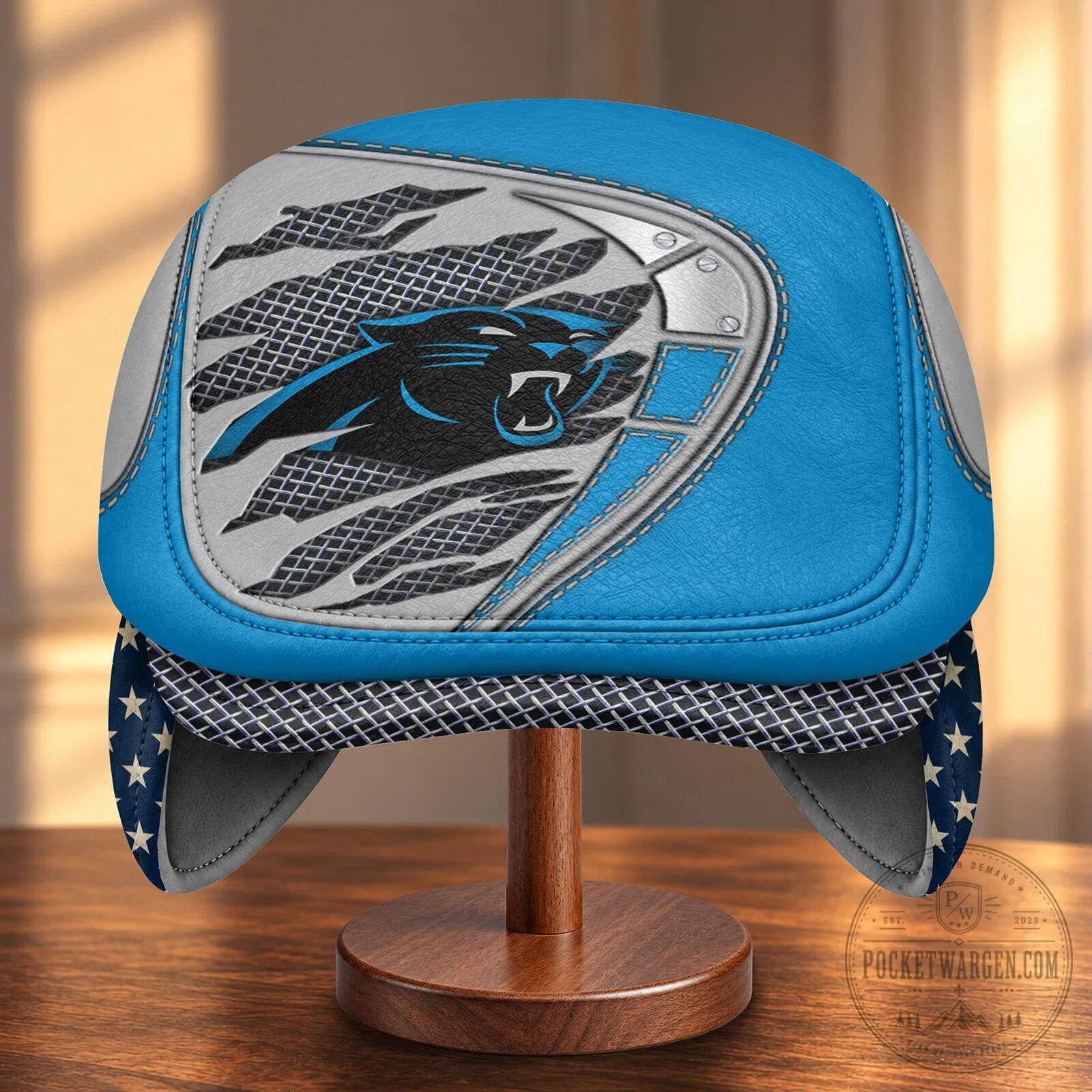 Carolina Panthers National Football League Flat Cap with Foldable Ear Flaps 11 Carolina Panthers National Football League Flat Cap with Foldable Ear Flaps