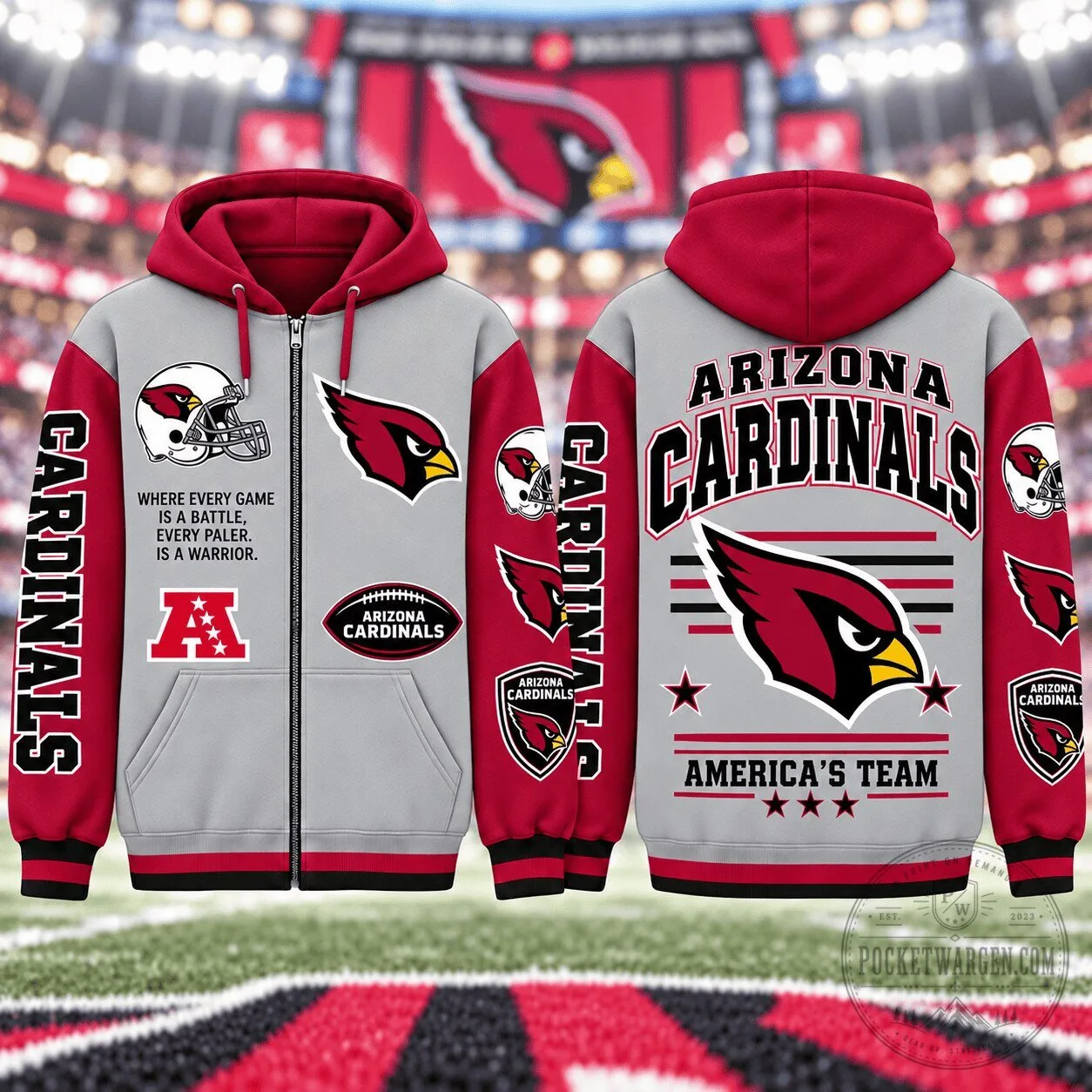 Arizona Cardinals Football Team Full-Zip Hoodie for Men and Women 1 Arizona Cardinals Football Team Full-Zip Hoodie for Men and Women