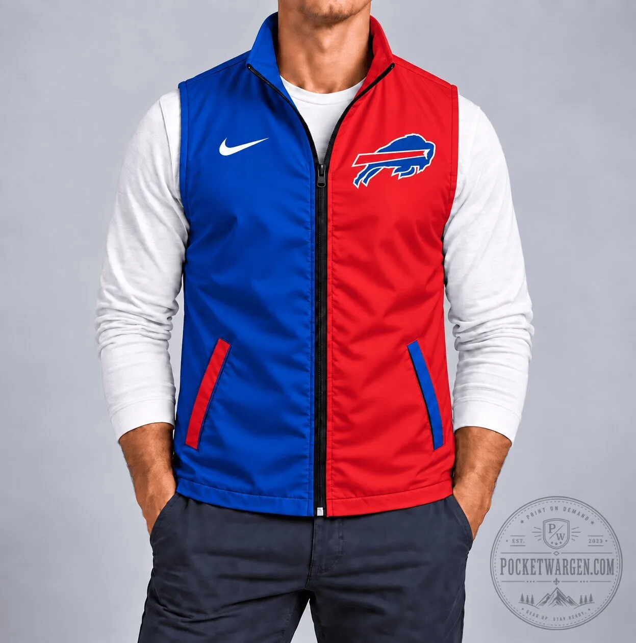 Buffalo Bills NFL Game Day Sleeveless Zip-Up Sports Windbreaker Vest 5 Buffalo Bills NFL Game Day Sleeveless Zip-Up Sports Windbreaker Vest