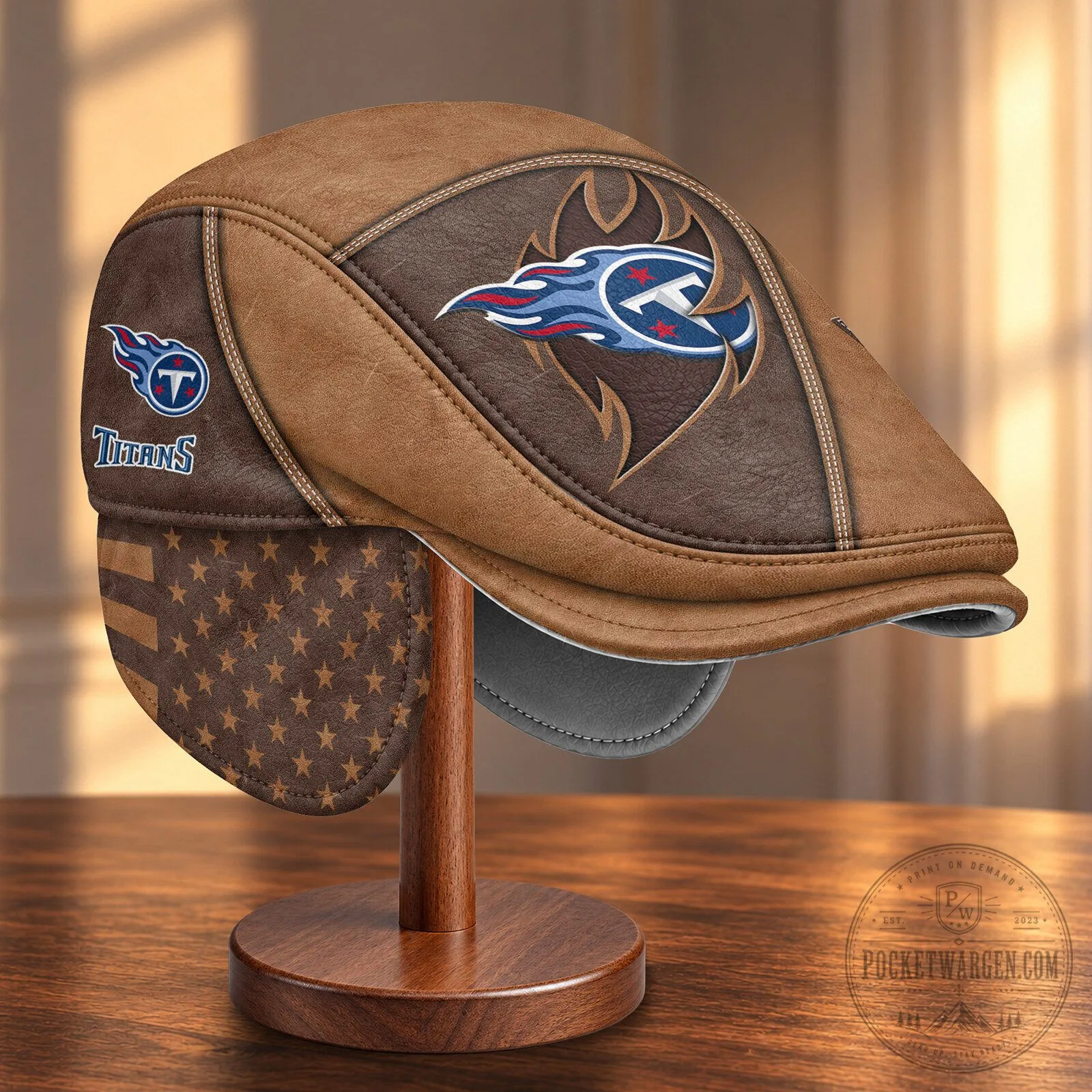 Tennessee Titans NFL Football Team Logo Flat Cap with Foldable Ear Flaps 10 Tennessee Titans NFL Football Team Logo Flat Cap with Foldable Ear Flaps