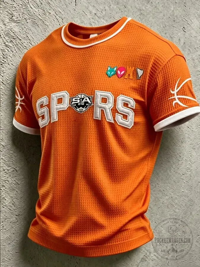 San Antonio Spurs Basketball Fan Shirt, Orange Waffle Knit T-Shirt 6 San Antonio Spurs Basketball Fan Shirt, Orange Waffle Knit T-Shirt
