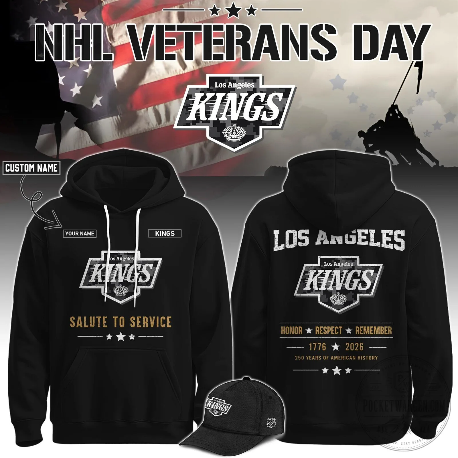 Los Angeles Kings NHL Veterans Day Salute To Service Black Hoodie