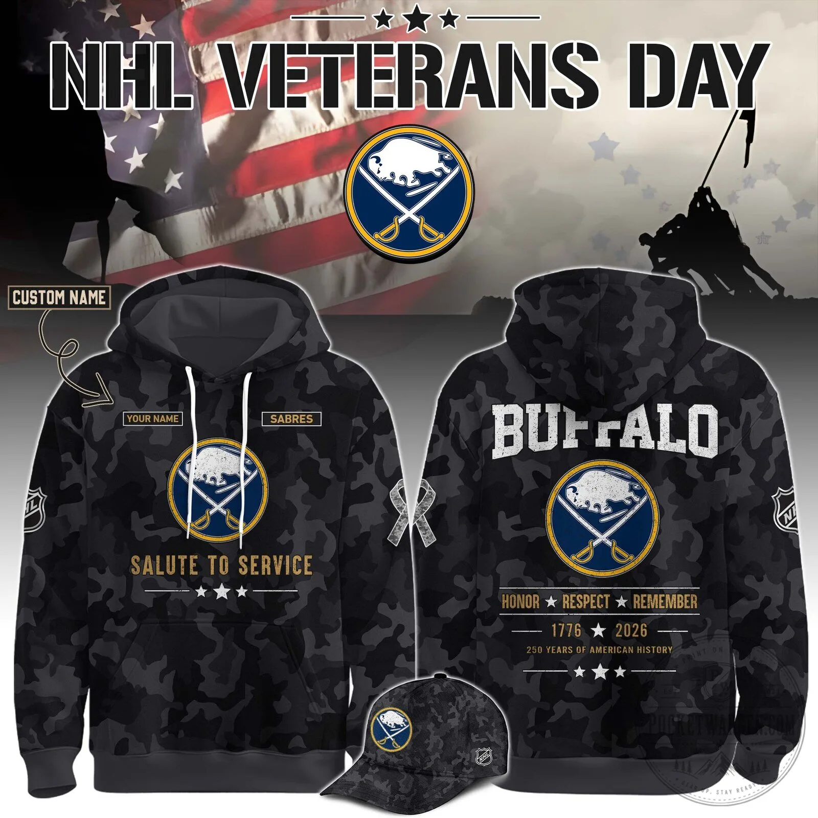 Buffalo Sabres Veterans Day Camouflage Hoodie 2 Buffalo Sabres Veterans Day Camouflage Hoodie