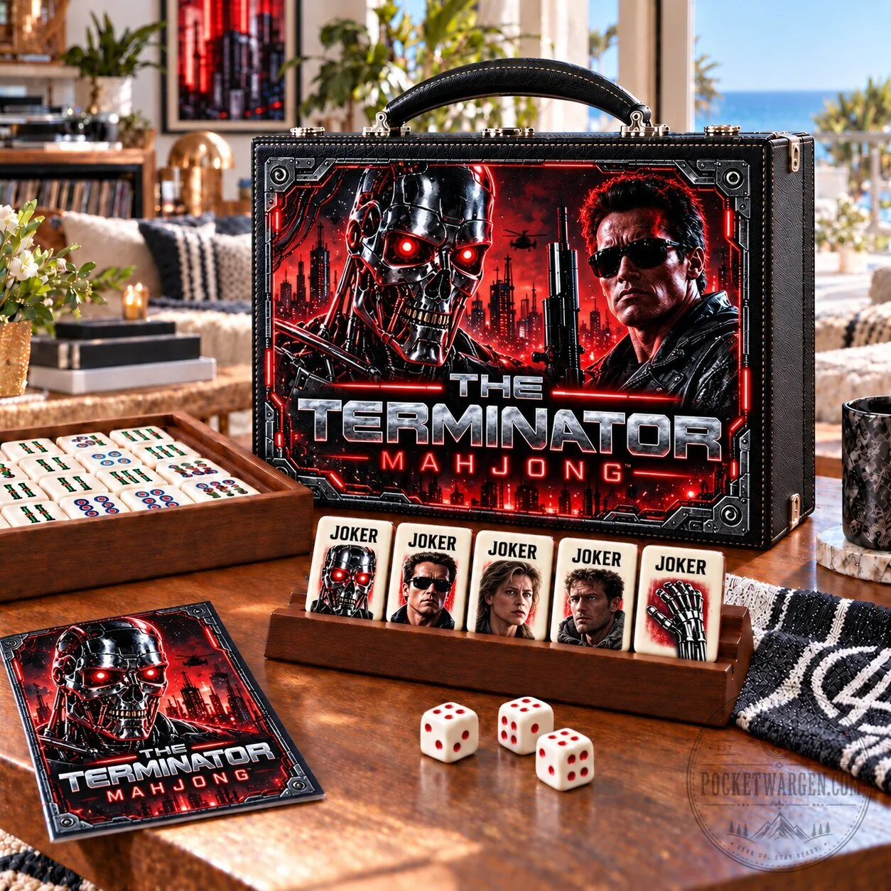 The Terminator Mahjong Game Set with Carrying Case and Tiles