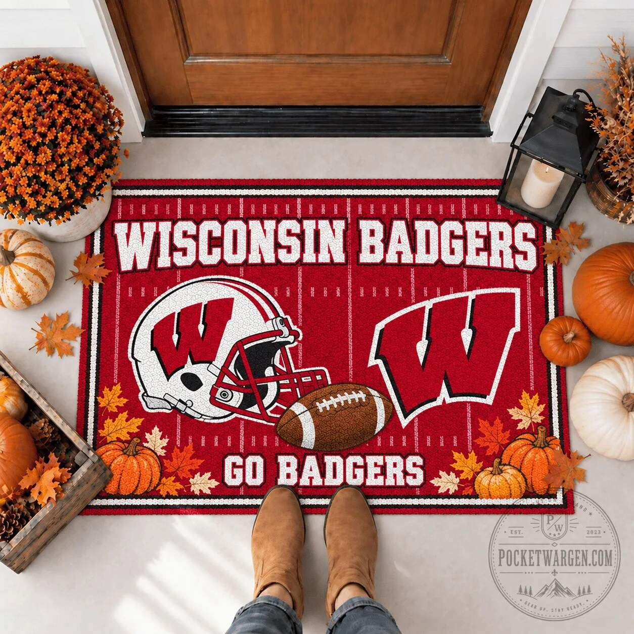 Wisconsin Badgers Football Fall Welcome Doormat