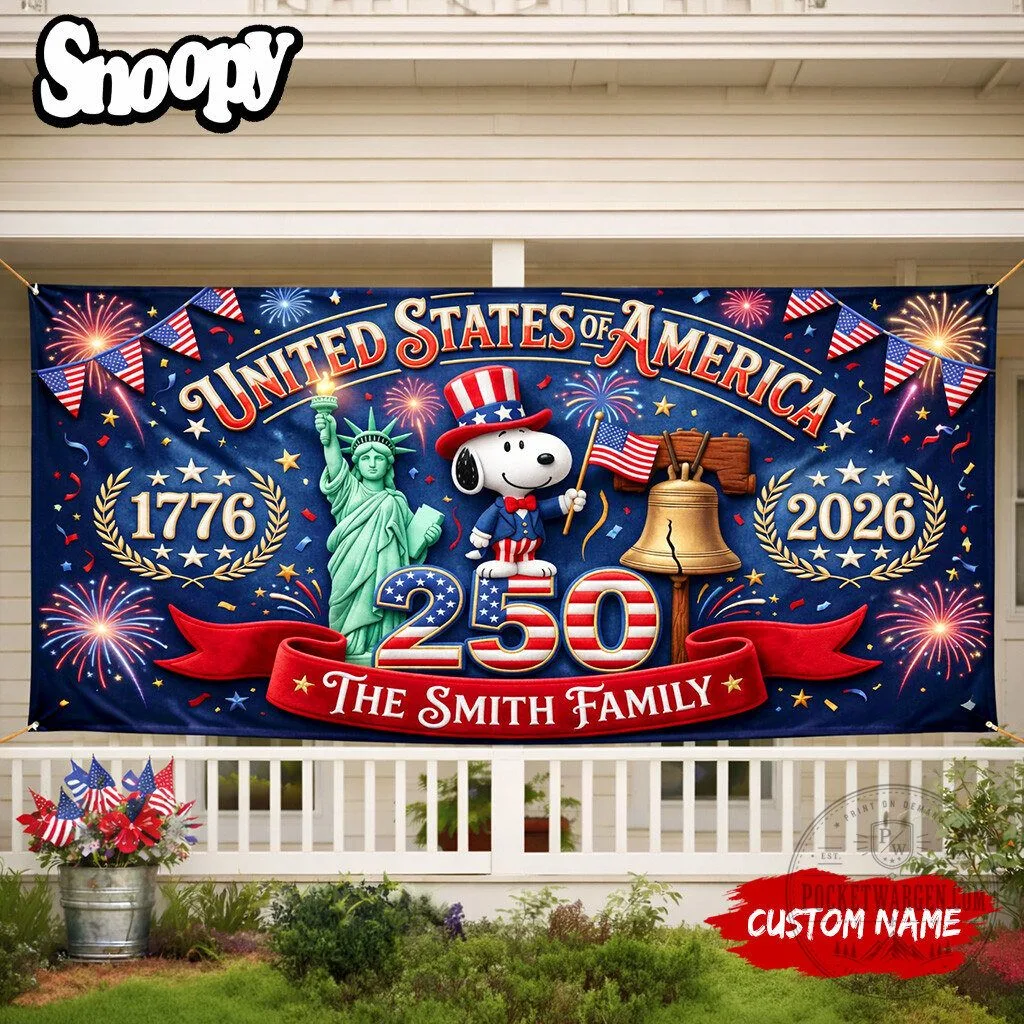 Fourth of July Snoopy United States of America 250th Anniversary Banner